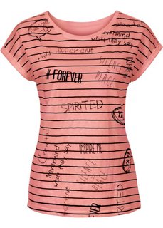 Футболка (лососево-розовый с рисунком) Bonprix