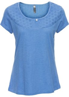 Футболка с ажурным узором (кристально-синий) Bonprix