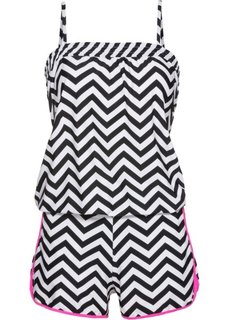 Купальный комбинезон с интегрированными плавками (черный/белый) Bonprix