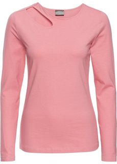 Футболка с вырезами и длинным рукавом (розовый) Bonprix