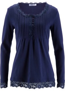 Футболка с длинным рукавом (темно-синий) Bonprix