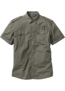 Рубашка Slim Fit с коротким рукавом (темно-оливковый) Bonprix