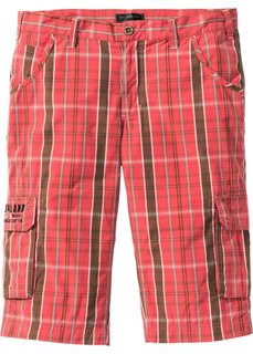 Шорты-бермуды в клетку Loose Fit (омаровый/зеленый в клетку) Bonprix