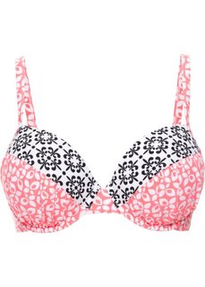 Купальный бюстгальтер на косточках, чашка C (омаровый/белый с узором) Bonprix