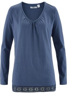 Футболка с длинным рукавом (индиго) Bonprix