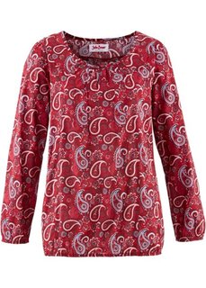 Туника с длинным рукавом и принтом (красный с узором) Bonprix