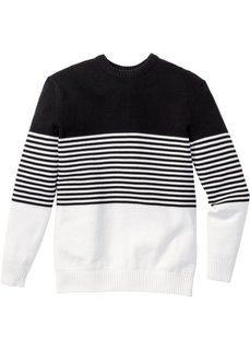 Пуловер Regular Fit в полоску (черный/белый в полоску) Bonprix