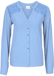 Блузка с кружевной отделкой (синий) Bonprix