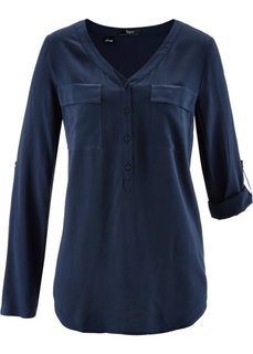 Блузка из вискозы с длинным рукавом (темно-синий) Bonprix