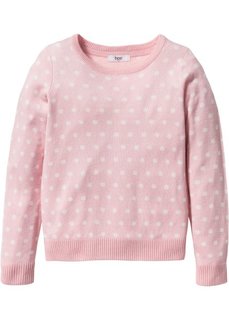 Пуловер в горошек (розовая пудра/цвет белой шерсти в горошек) Bonprix