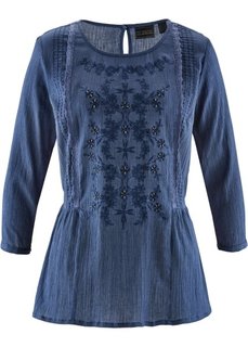Туника с вышивкой (индиго) Bonprix