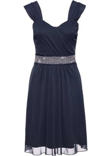 Коктейльное платье из сеточки и трикотажа (темно-синий) Bonprix