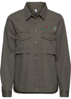 Армейская рубашка с эмблемами (темно-оливковый) Bonprix