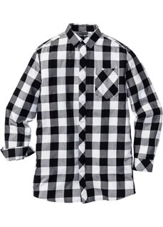 Длинная рубашка Regular Fit с длинным рукавом (черный/белый в клетку) Bonprix