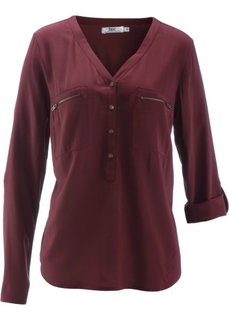 Блуза-рубашка с длинными рукавами (кленово-красный) Bonprix