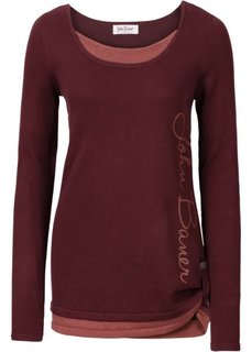 Пуловер 2 в 1 с длинным рукавом (кленово-красный) Bonprix