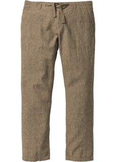 Брюки Regular Fit в смеси льна и хлопка, низкий + высокий рост (U + S) (зеленый/белый меланж) Bonprix