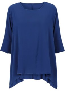 Футболка с удлиненными нижними краями (синий) Bonprix