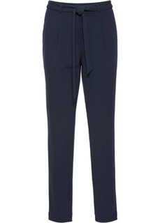 Брюки-морковки с текстильным поясом (темно-синий) Bonprix