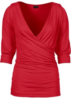 Футболка с запашным эффектом (красный) Bonprix