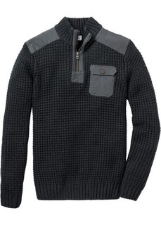 Пуловер Regular Fit с воротником-стойкой (антрацитовый меланж) Bonprix