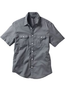 Рубашка Regular Fit с короткими рукавами (дымчато-серый) Bonprix