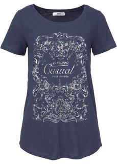 Футболка с короткими рукавами (темно-синий с рисунком) Bonprix