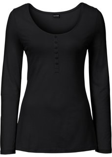 Футболка на линии пуговиц (черный) Bonprix