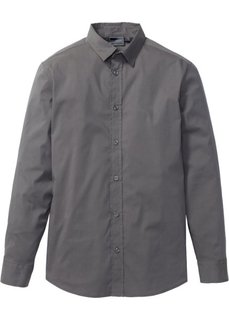 Рубашка стретч зауженного покроя (дымчато-серый) Bonprix