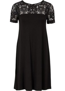 Платье с кружевной вставкой (черный) Bonprix