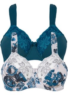 Бюстгальтер (2 шт.), чашка C (цветочный принт + сине-зеленый) Bonprix