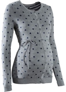 Мода для беременных: кардиган в горошек (серый меланж/темно-синий в горошек) Bonprix