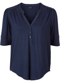 Блузка с застежкой на пуговицы (темно-синий) Bonprix