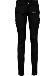 Узкие брюки-карго (черный) Bonprix