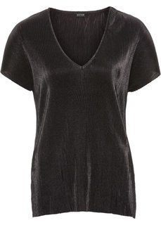 Жатая футболка с металлическим отливом (черный) Bonprix