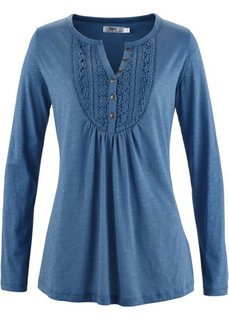 Футболка из материала фламе с длинным рукавом (синий джинсовый) Bonprix