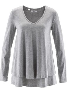 Многослойная футболка с длинным рукавом (светло-серый меланж) Bonprix