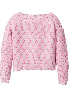 Вязаный пуловер из пряжи букле, Размеры  116/122-164/170 (розовый/ярко-розовый) Bonprix