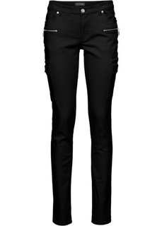 Эластичные брюки-карго (черный) Bonprix