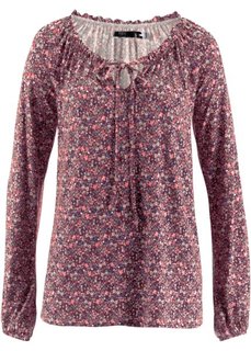 Блуза с длинными рукавами (красная ягода с рисунком) Bonprix