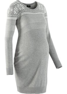 Для будущих мам: вязаное платье с норвежским узором (серый меланж/цвет белой шерсти с узором) Bonprix