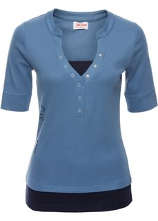 Футболка 2 в 1 с коротким рукавом (синий) Bonprix