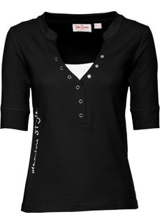 Футболка 2 в 1 с коротким рукавом (черный) Bonprix