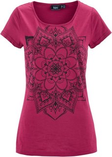 Футболка с короткими рукавами из трикотажа фламме (ягодный) Bonprix
