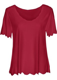 Футболка с волнистым нижним краем (темно-красный) Bonprix