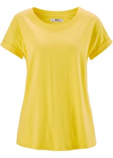 Широкая футболка с коротким рукавом (желтый) Bonprix