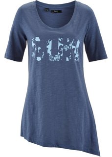 Футболка с коротким рукавом и длинными боковыми краями (темно-синий) Bonprix