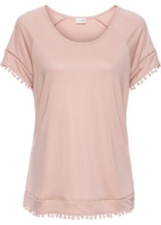 Футболка с отделкой из помпонов (винтажно-розовый) Bonprix