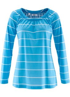 Футболка с длинным рукавом (бирюзовый в полоску) Bonprix