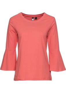 Классика гардероба: футболка с воланами (коралловый) Bonprix